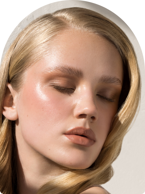 Close-up of smooth, sculpted facial contours
