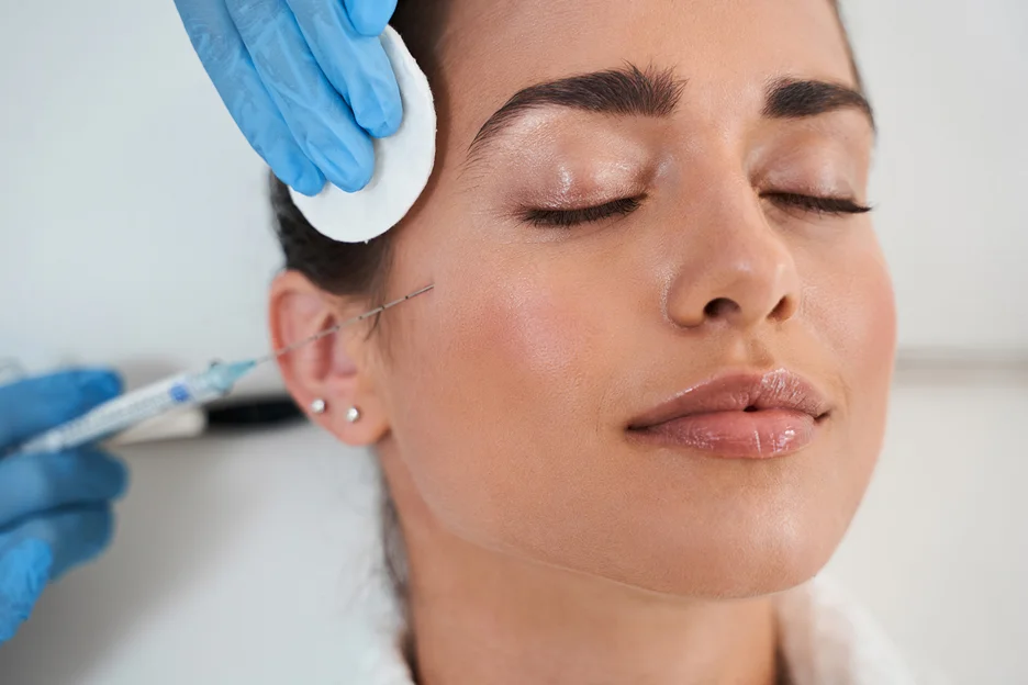 a woman had cheek fillers on her cheek apple