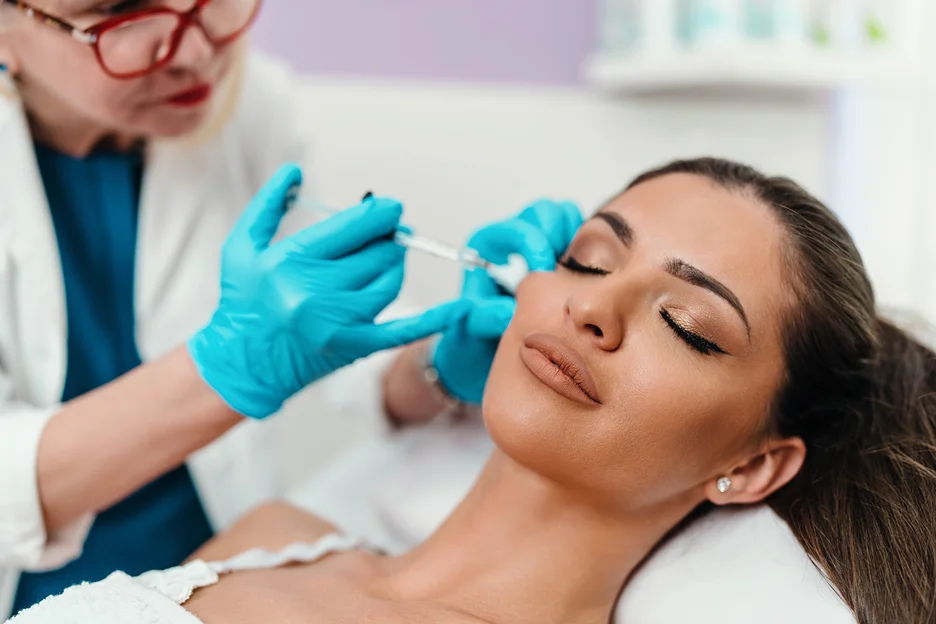A Woman Getting Cheek Filler Injection
