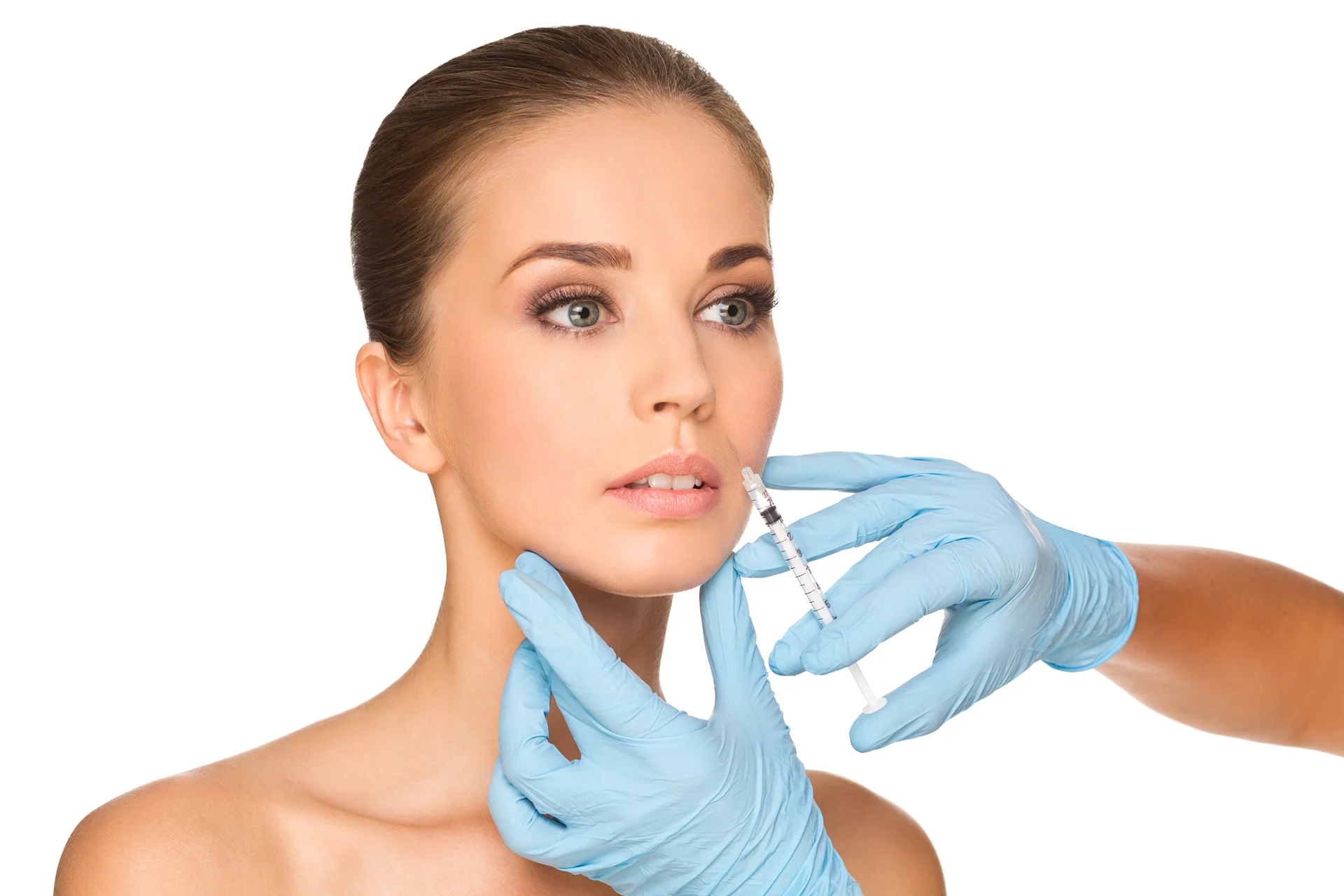 a woman getting cheek fillers|||