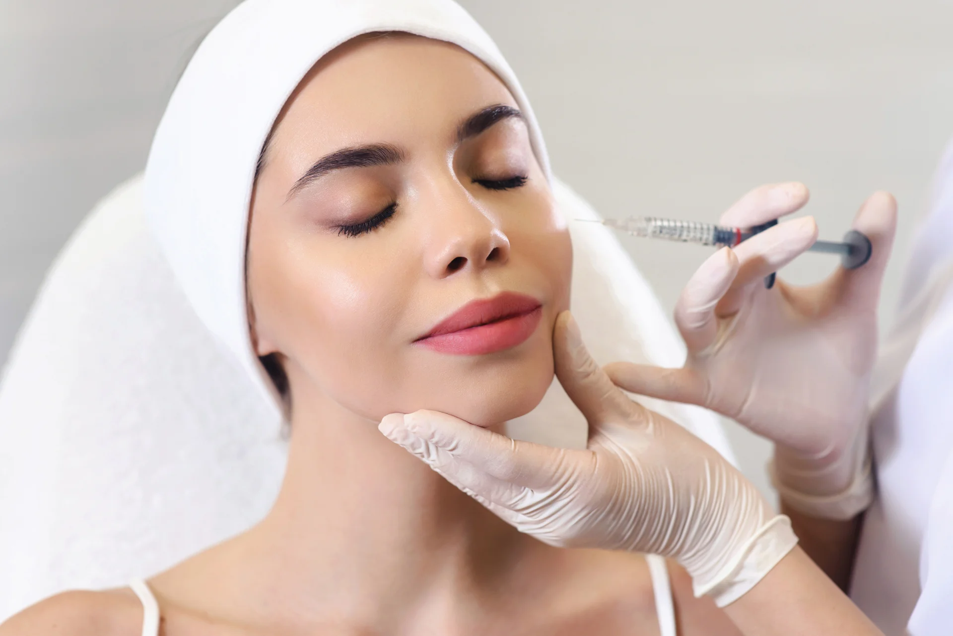 A woman having cheek fillers||