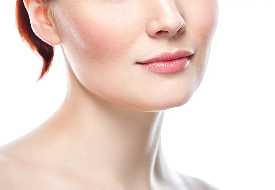 a woman with big cheeks