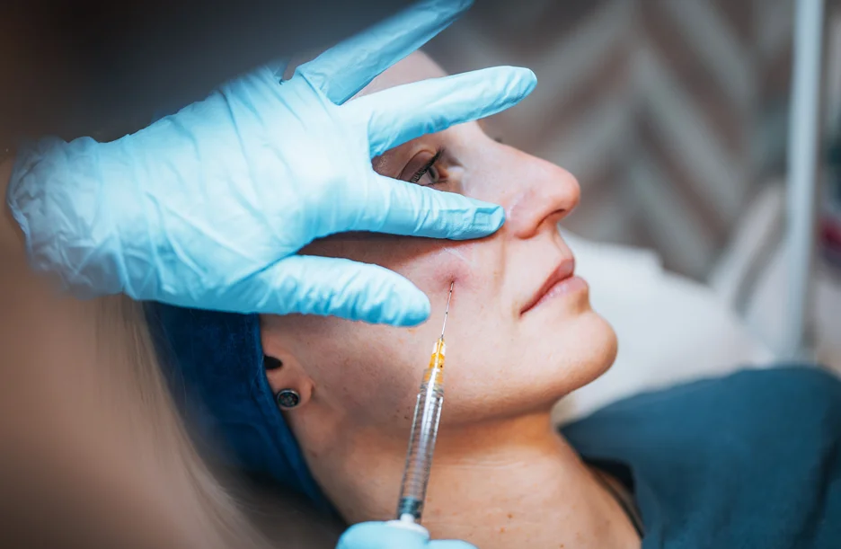 A Woman Getting Cheek Filler Treatment