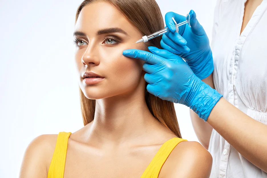 a woman had fillers on her cheekbones