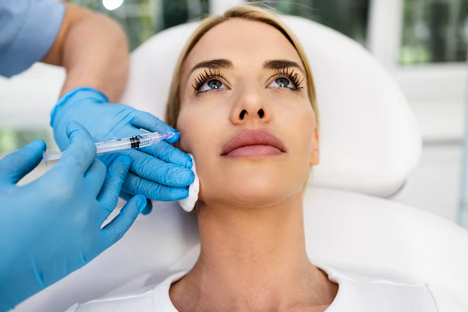 A woman getting cheek fillers
