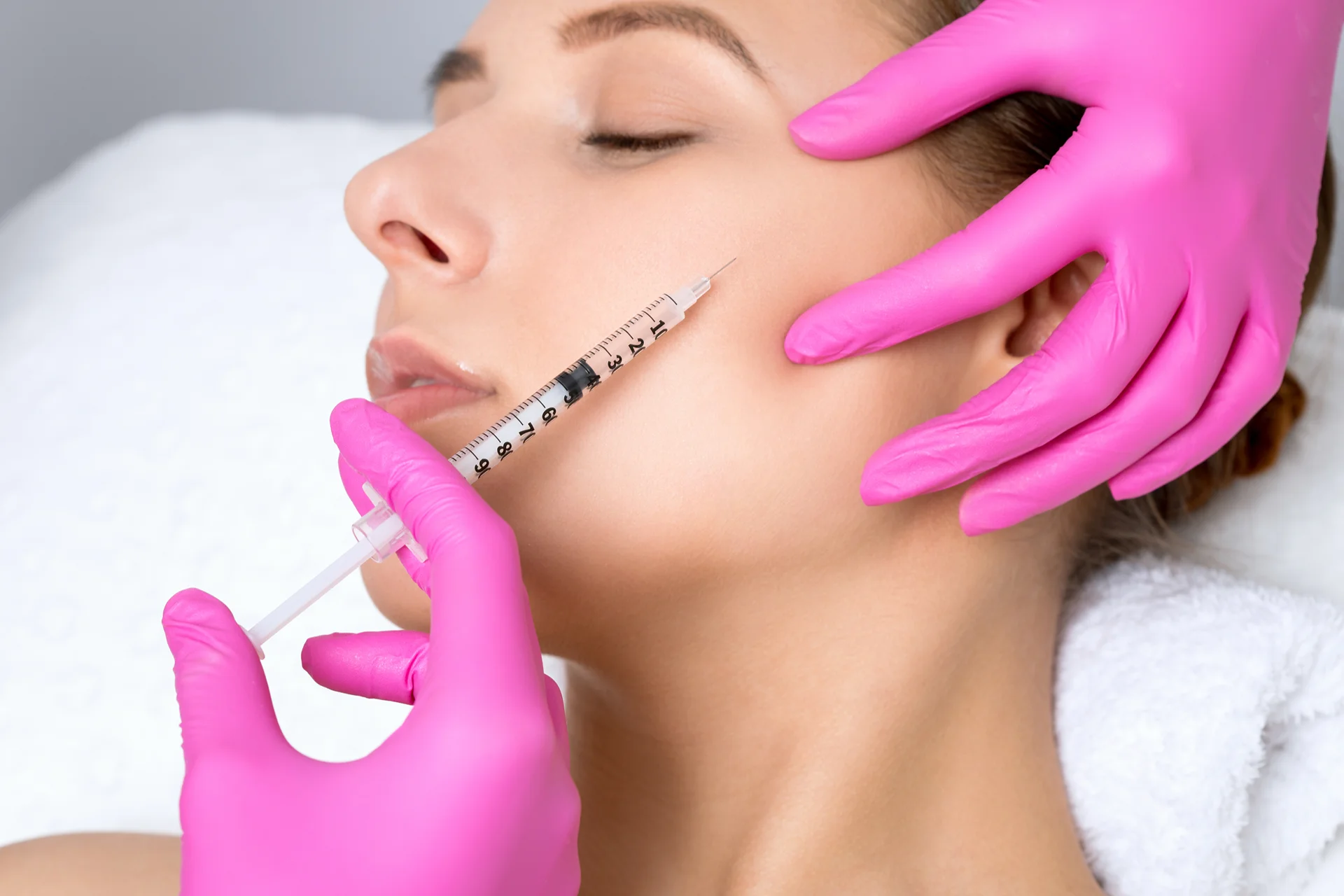 a woman having cheek fillers||