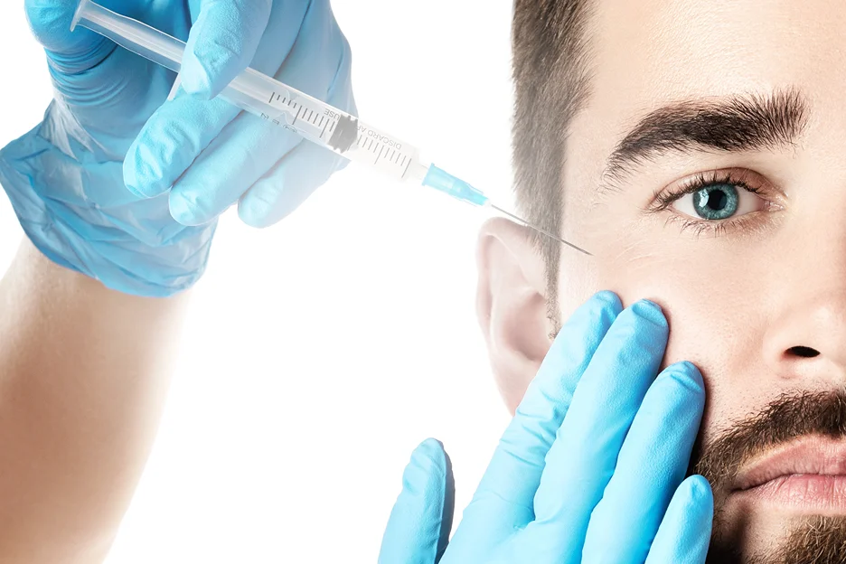 a man getting cheek fillers