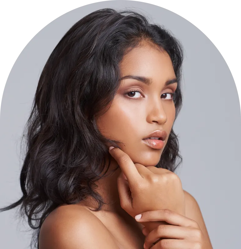 Woman with healthy, radiant skin and full hair